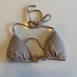 NEW Agua De Coco Gold Metallic Stretch Tie Bikini Swim Suit Top M